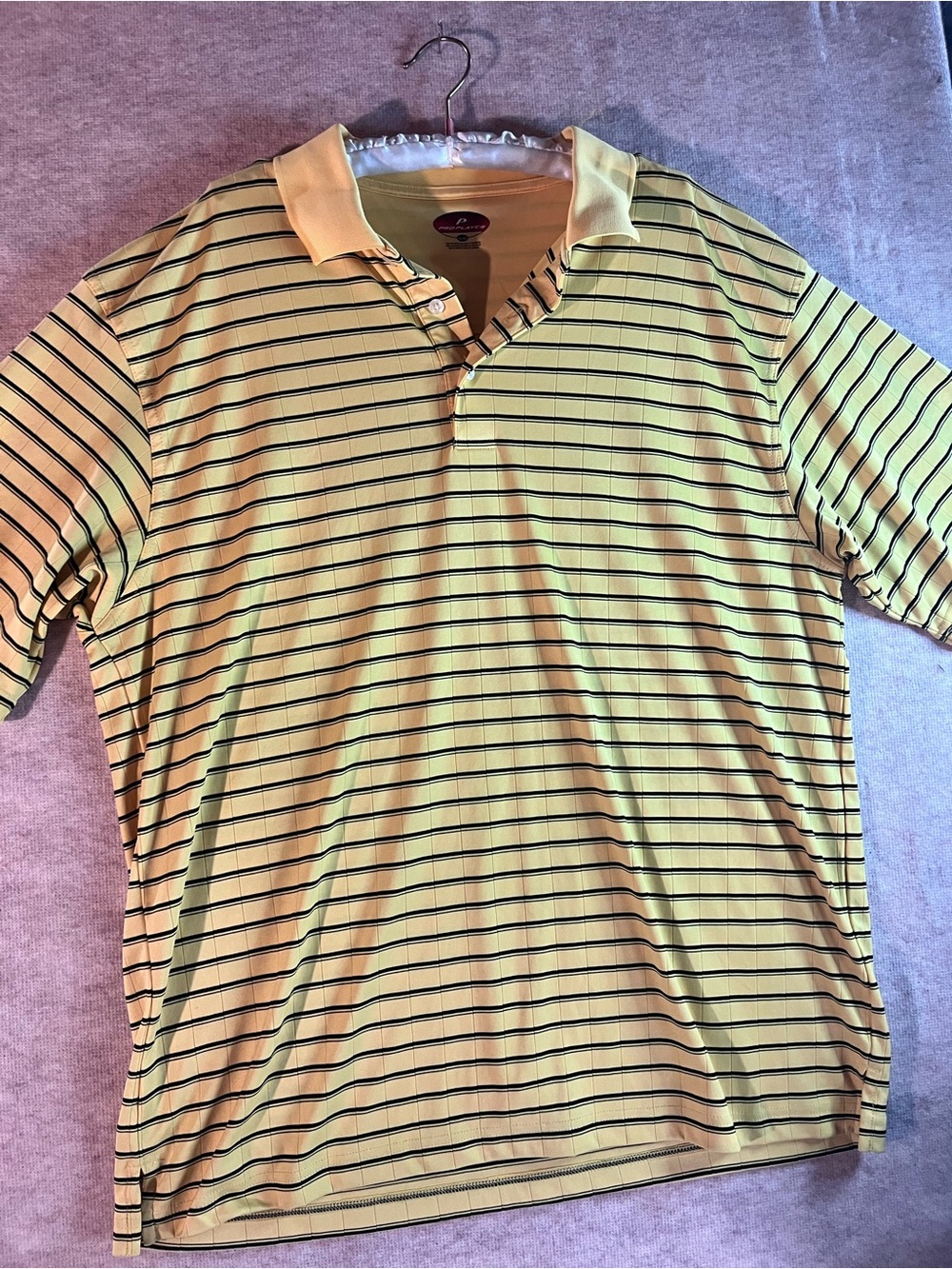 Pro Player Yellow Polo with Navy Stripes
